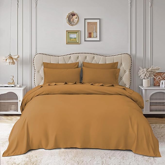 Mocassi Luxury King 4-Piece Sheet Set - 1800 Premium Hotel Quality - Easy-Fit, Wrinkle, Fade Resistant Bed Sheets and Pillowcases - All Around Elastic Fitted Sheet, Deep Pocket, Bronze