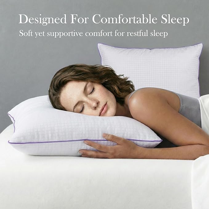 King Size Pillows Set of 2 – Bed Pillows for Sleeping, Down Alternative Pillows, Soft Yet Supportive, Maintains Loft, Hotel Quality, Machine Washable