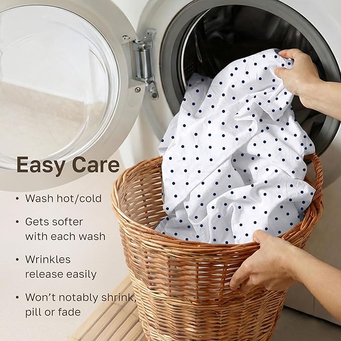 California Design Den Soft 100% Cotton Full Sheet Set, 400 TC Good Housekeeping Award Winner, Smooth Sateen Finish with Deep Pockets, Cozy and Durable Cotton Bedding Set - Polka Dot