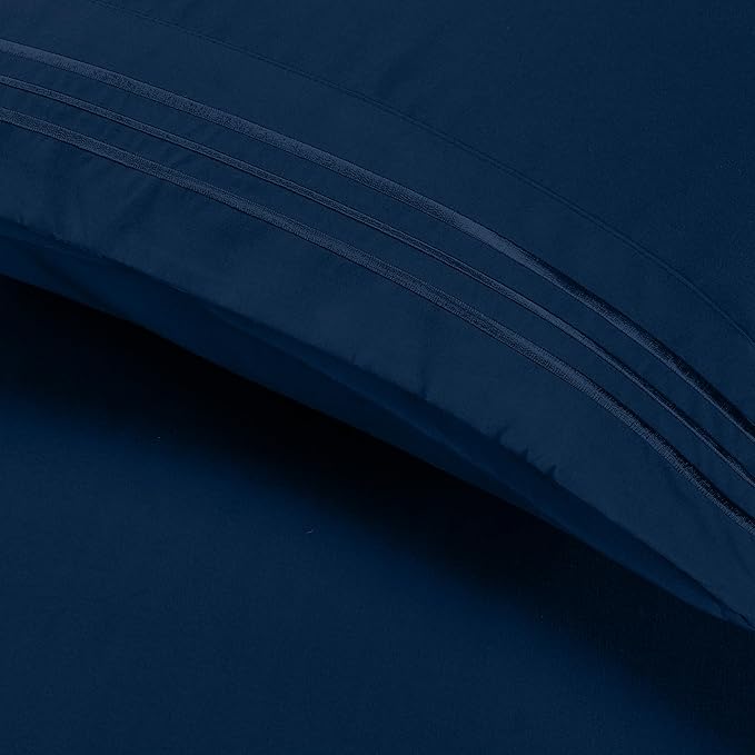 Elegant Comfort Luxury Ultra-Soft 2-Piece Pillowcase Set - 1500 Premium Hotel Quality Microfiber Double Brushed - Wrinkle Resistant, King Size, Navy Blue