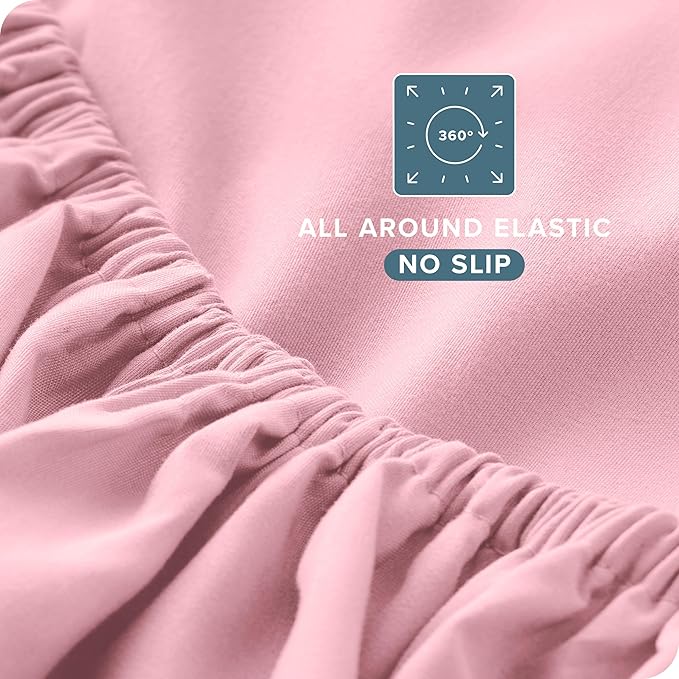 Bare Home Full Sheet Set - 1800 Ultra-Soft Microfiber Full Bed Sheets - Double Brushed - Deep Pockets - Easy Fit - 4 Piece Set - Bedding Sheets & Pillowcases (Full, Light Pink)