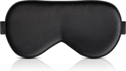 BOKOR Adjustable Silk Sleep Mask, Eye Mask for Sleep, Mulberry Silk Luxury Eye Cover, 100% Light-Blocking, Improve Sleep, with Travel Bag - Black