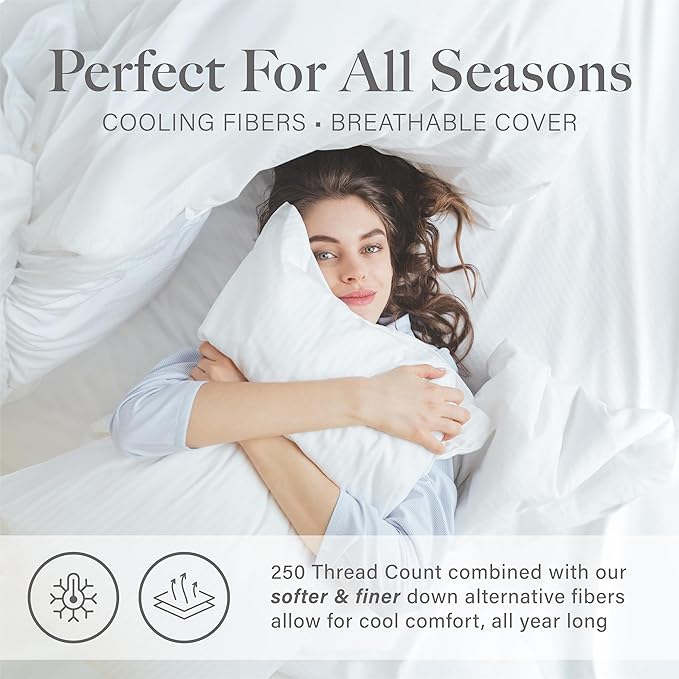 Modern Threads Hotel Collection Cooling Pillows - 2-Pack Standard/Queen Size Down Alternative Gel-Infused Pillows for Ultimate Comfort in Back, Stomach, or Side Sleepers