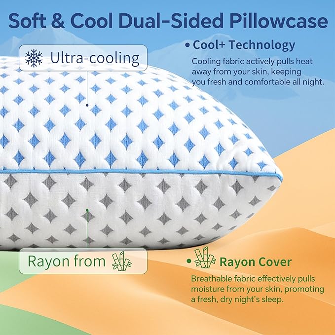 Memory Foam Pillow – Adjustable Loft Cooling Pillow King Size 1 Pack for Sleeping, Firm, Supportive, and Breathable Design for Hot, Side, Back, and Stomach Sleepers