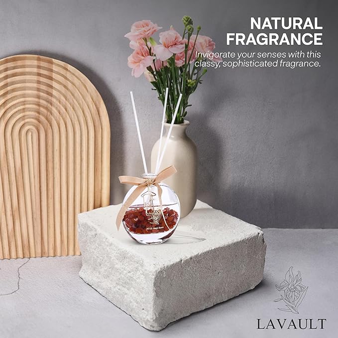 Lavault Reed Diffusers for Home Freshening - Long-Lasting Scent - Fragrance Diffuser for Home or Office - Creates a Relaxing Atmosphere - Red Sphere Oil Reed Diffuser - Red - Magic Space Aroma