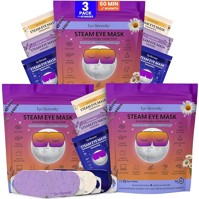 Steam Eye Mask, Heated Eye Mask, Self Heating Warm Compress for Dry Eyes, Fast Relief for Stye, Puffy Sensitive Eyes, Moist Heat, Mothers Day Gift for Mom, Relaxation Gifts for Women and Men - Variety