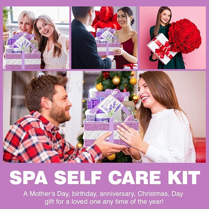 Mothers Day Gifts for Women, 21Pcs Spa Gifts for Women, Lavender Bath and Body Gift Basket, Spa Gifts for Woman Bath and Body Care Set, Relaxing Sets for Mom, Spa Kit, Birthday, Christmas, Anniversary