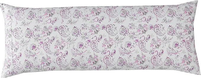 Elegant Comfort Ultra Soft 1-Piece Set Floral Print Pillowcases - 1500 Premium Hotel Quality Microfiber, Soft and Smooth Hidden Zipper Closure 1-Piece Pillow Covers - Body Pillowcase, Paisley Purple