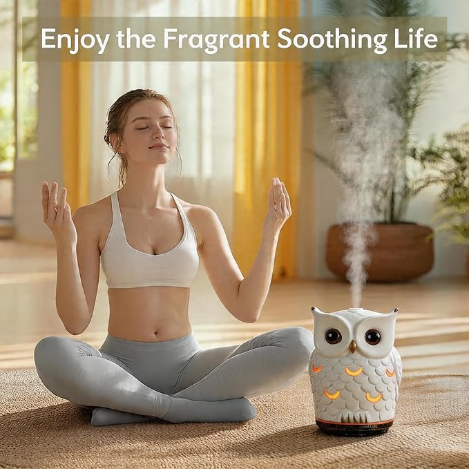 Ceramic Essential Oil Diffuser 200ml,Ultrasonic Aromatherapy Cool Mist Humidifier with 7-Color LED Night Light,Waterless Auto-Off & Timers,Vaporizer for Home Office Bedroom Decor