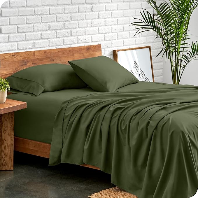 Bare Home Full XL Sheet Set - 1800 Ultra-Soft Microfiber Full Extra Long Bed Sheets - Double Brushed - Deep Pockets - Easy Fit - 4 Piece Set - Bedding Sheets & Pillowcases (Full XL, Cypress)