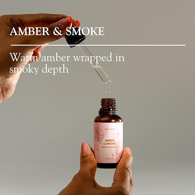 Folkulture Woody Essential Oil Blend | 30 ml - 1.01 Fl Oz Sensual Aromatherapy Oil with Dropper | Premium Home Fragrance Diffuser Oil for Relaxation, Gift for House Warming | Amber & Smoke