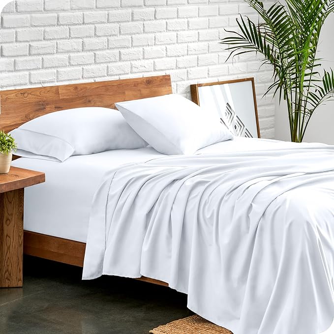 Bare Home Full Sheet Set - 1800 Ultra-Soft Microfiber Full Bed Sheets - Double Brushed - Deep Pockets - Easy Fit - 4 Piece Set - Bedding Sheets & Pillowcases (Full, White)