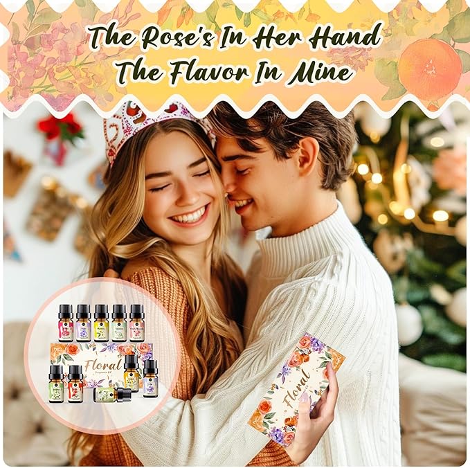 RAINBOW ABBY Floral Essential Oils Set, Premium Fragrance Oil for Candle & Soap Making, 10 Flower Scents in 5ML Bottles, Rose, Jasmine, Cherry Blossom, Gardenia, Plumeria, Peony