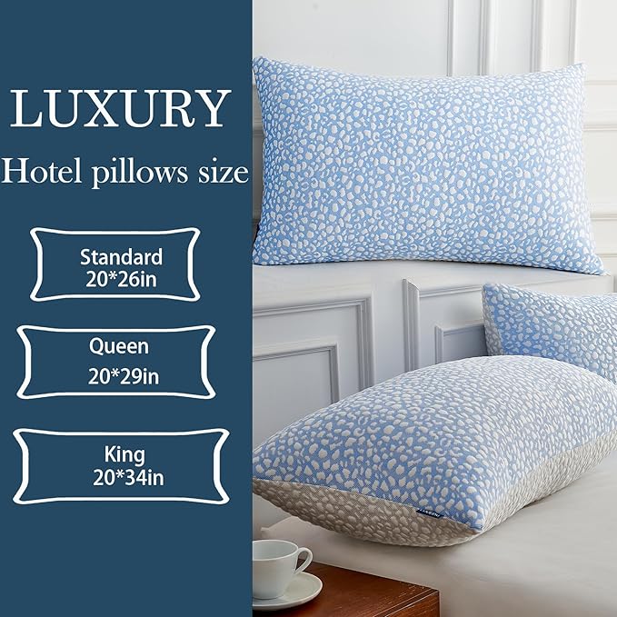 Firm Memory Foam Bed Pillows Standard Size Set of 2,Adjustable Cooling Side Sleeper Pillow,Hotel Collection Breathable Support, Washable Cover with Zipper,Home Gifts