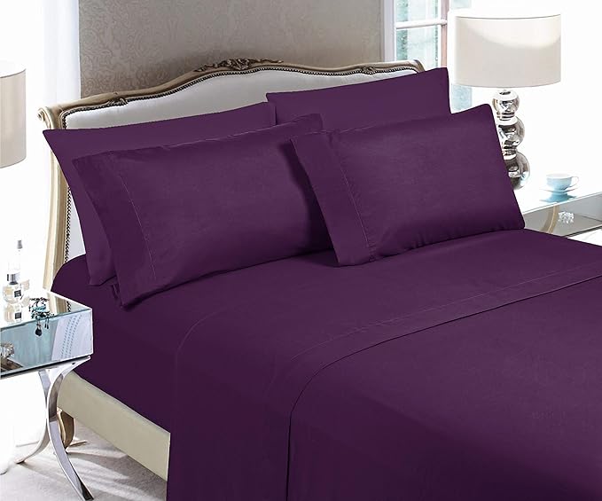 Elegant Comfort Luxury Soft Bed Sheets 1500 Premium Hotel Quality Microfiber Softness Wrinkle and Fade Resistant (4-Piece) Bedding Set, Twin/Twin XL, Sangria Purple