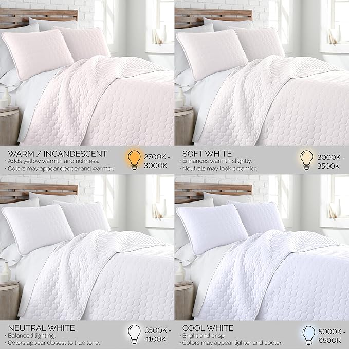 Southshore Fine Living, Inc. King Size White Quilt Bedding Set with 2 Pillow Shams, Quilted Summer Comforter, King Size, Light Weight Bedspread, California/King Quilt Coverlet, Bright White