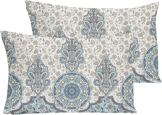 YIYEA King Size Pillow Cases Set of 2, Ultra Soft Double Brushed Microfiber Pillowcases King, Boho Bed Pillow Covers, Fade Resistant, Easy Slip-On (20"x36")