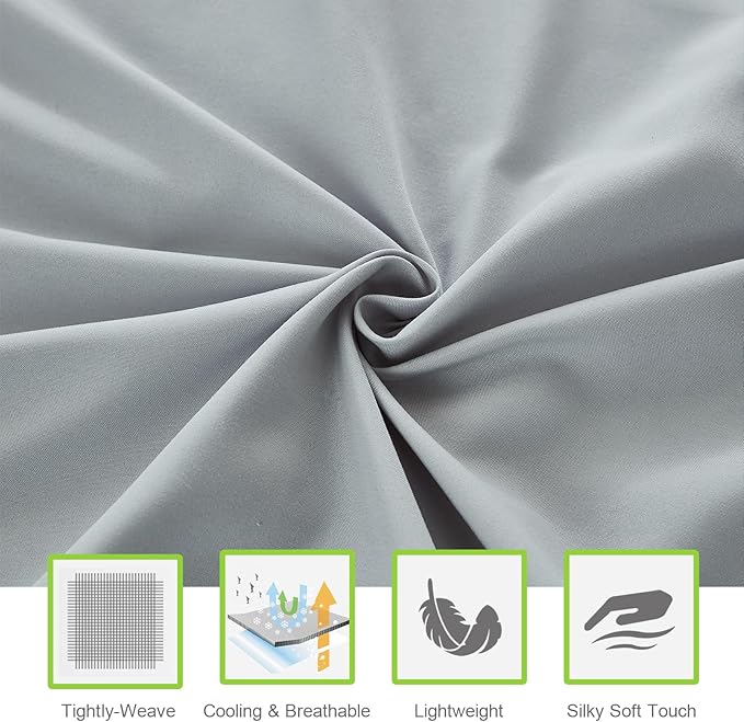 ILAVANDE King Size Sheets Set, 4 Piece Hotel Luxury Super Soft 1800 Series Microfiber Grey Bed Sheets King Set-Wrinkle Free & Breathable-14 Deep Pocket Sheets for King Size Bed(King,Light Grey)