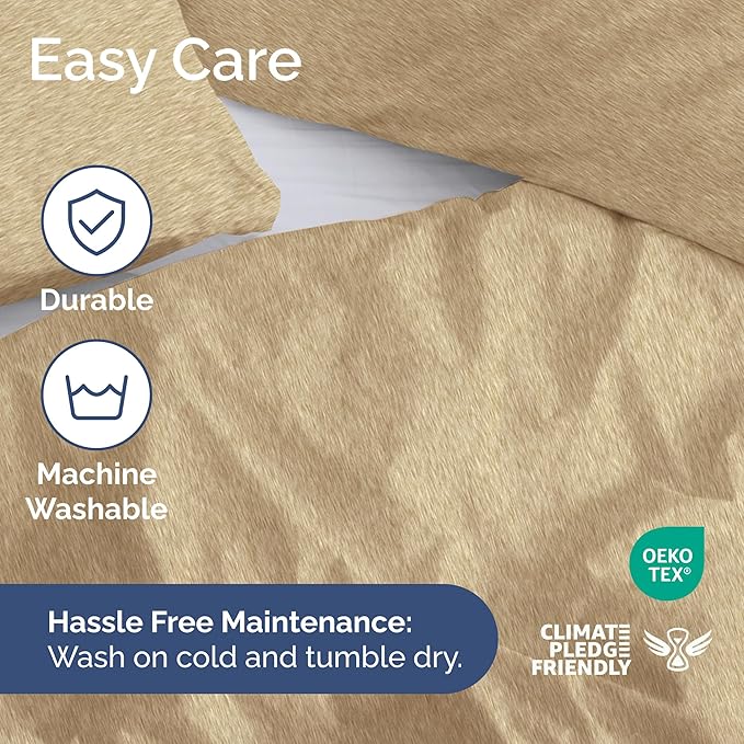 Duvet Cover Cal King Size Set - Extra Soft Cal King Duvet Cover 104" x 98" with 2 Pillow Shams - Hotel Luxury, Easy Care, Fade Free w/ Zipper Closures & Ties - Comfy, Cozy & Breathable (Heathered Tan)