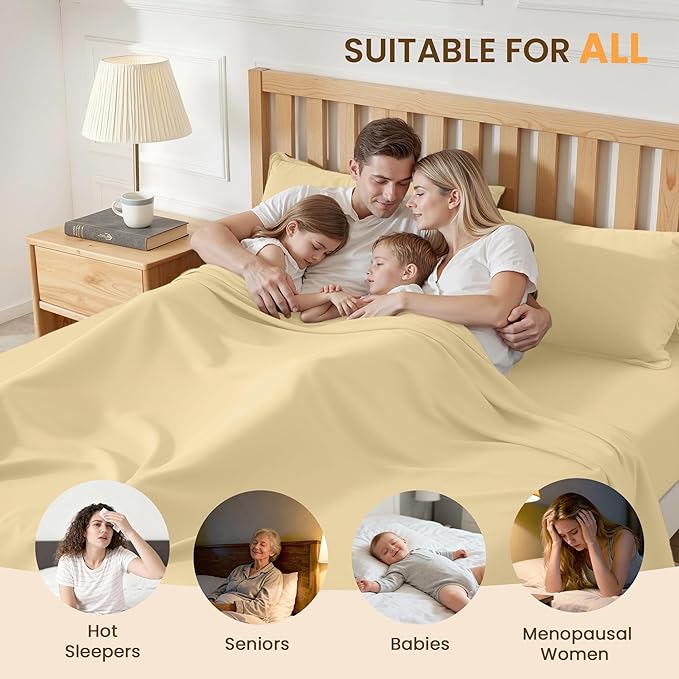 King Size 4 Piece Sheet Set - Comfy Breathable & Cooling Bed Sheets Set, Soft and Wrinkle Free, Deep Pockets, Easy & Secure Fit, Hotel Luxury Bedding for Women, Men - Oeko-Tex - Beige