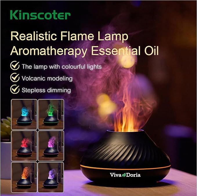 Viva Doria Volcano Diffuser, Fire Flame Diffuser, 130ml Aromatherapy Diffuser, Aroma Diffuser for Essential Oils