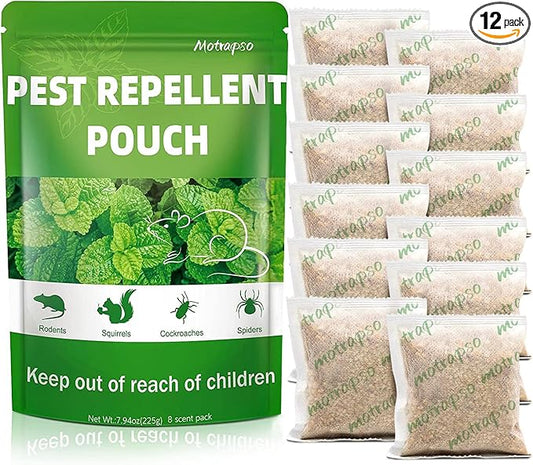 12 Pack Mouse Repellent Natural Peppermint Oils Rat Repellent Pouches, Mice Repellent