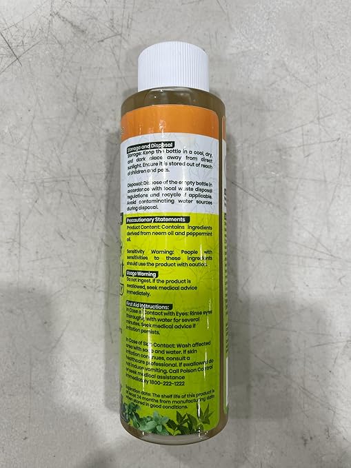 Neem Oil Spray for Plants with Peppermint Oil – for Indoor Household Plants– Best Value Refill 4 oz Concentrate Makes 1/2 Gallon RTU