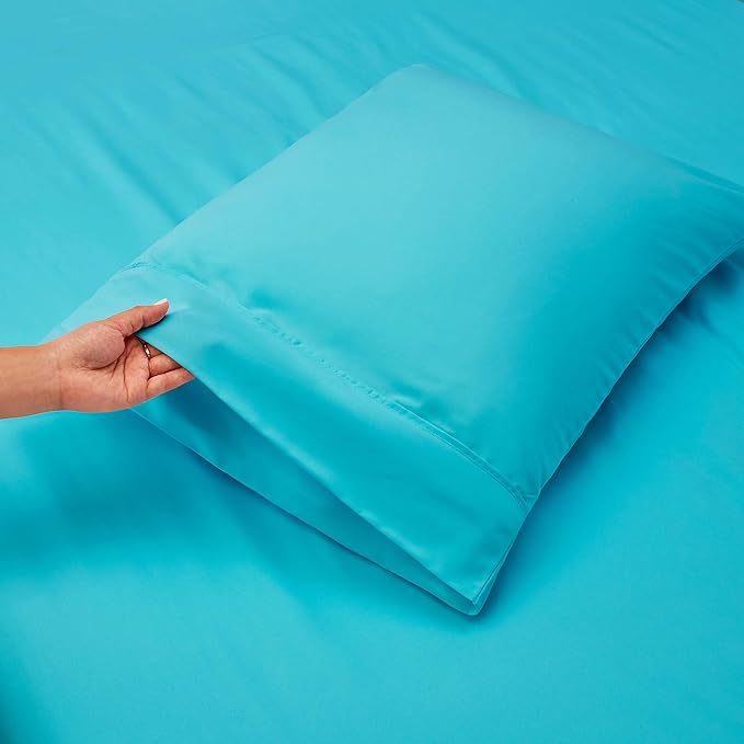 Hearth & Harbor Extra Deep Pocket Sheets - Fits Mattress 18-24 Inches Deep - Extra Deep Pocket Full Size Sets - 6 Piece Full Size - Full - Beach Blue