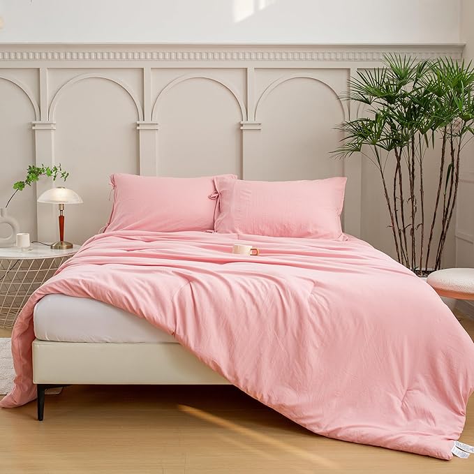 Ultra-Soft Twin/Twin XL Comforter Set for Girl Women College Dorm - Cozy Comfy 1 Down Alternative Bed Blanket Comforter and 1 Pillowcase Lightweight but Warm for All Season - Blush Light Pink