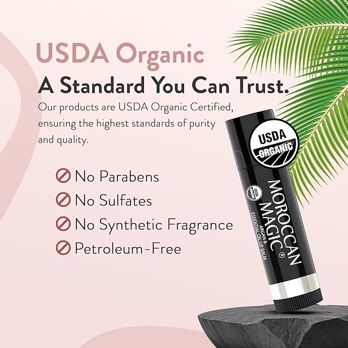 Moroccan Magic Organic Elderberry & Manuka Honey Lip Balm 3 Pack | Ultra-Hydrating Argan Oil Lip Moisturizer + Vitamin E | Natural Chapstick for Dry Lips | Smooth, Non-Toxic | Organic Lip Balm