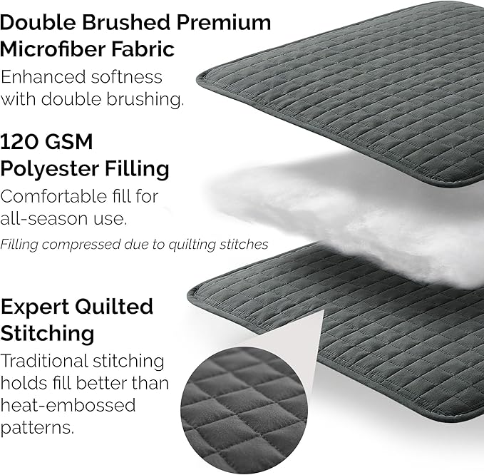 Southshore Fine Living, Inc. Summer Bedspreads Queen Size Set, Full/Queen Quilt Bedspread with 2 Matching Pillow Shams, Soft Microfiber Comforter Set, Lightweight Quilts Coverlet, Slate Grey Quilts