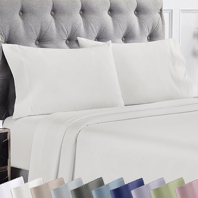 California Design Den Pillow Cases King Size Set of 2 - Luxury 1000 Thread Count Sateen, Soft & Thick 100% Cotton King Size Pillows Cases, Breathable Bedding - True Ivory