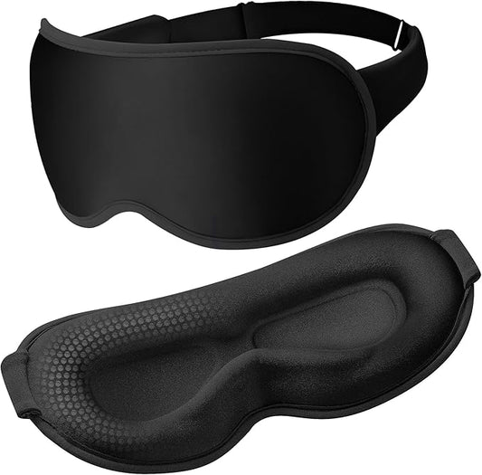 Blackout Sleep Mask for Men & Women: Weighted 3D Contoured Night Eye Cover, Zero Pressure Adjustable Strap & Breathable Fabric, Airplane Travel, Road Trips, Students,Meditation & Yoga Essentials,Black