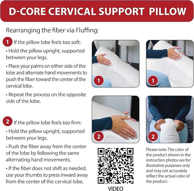 Core Products D-Core Cervical Neck Pillow - Extra Firm Orthopedic Support for Neck Discomfort, Back Sleepers, Dual Neck Rolls, Cervical Alignment, Midsize, Assembled in USA