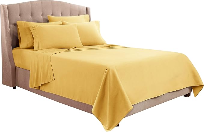 Clara Clark Twin Sheets, 5 Piece Set - Hotel Luxury Sheets for Twin Size Bed, Super Soft Bedding Set, Twin Size, Mellow Yellow