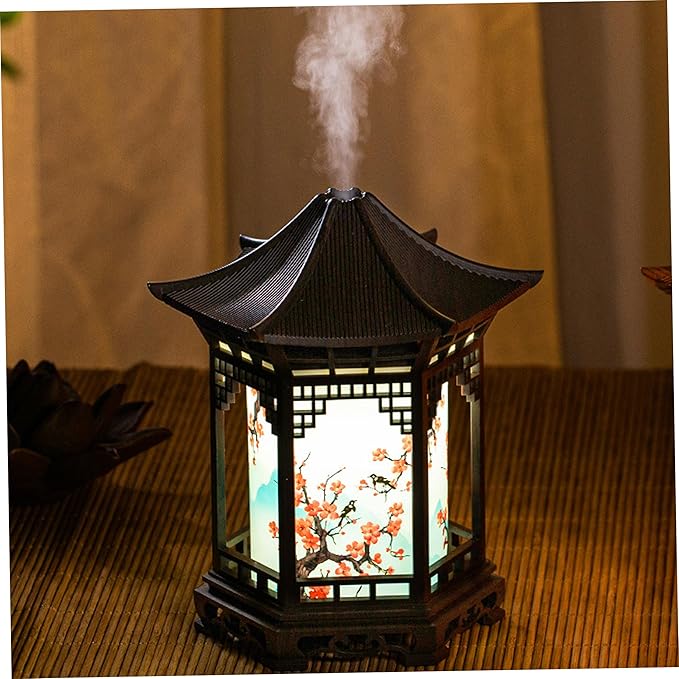 Essential Oil Diffusers, Chinese Lantern Essential Oil Diffuser & Night Light - 160ml 2-in-1 Humidifier with Dual Color Temperatures & Adjustable Mist Modes, Brown, Diffusers, Aroma Diff