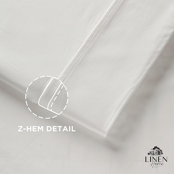 Linen Home 100% Cotton Percale Pillowcases King Size, White, 2 Pieces of Pillow Case, Crisp and Cool Strong Bed Linen, 20 inches X 40 inches
