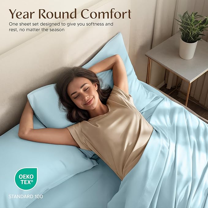 Utopia Bedding Full Size Sheet Set – 4 Piece Bed Sheets, Soft and Breathable Microfiber, Includes 1 Fitted Sheet, 1 Flat Sheet and 2 Pillowcases – Oeko Tex (Ice Blue)