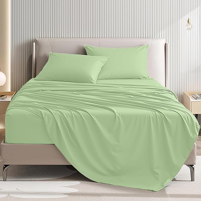 Twin Size 3 Piece Bed Sheet Set - Ultra Imitation Cotton-Premium Breathable & Cooling Sheets - Hotel Luxury Bed Sheets Deep Pocket up to 15"- Wrinkle, Fade, Stain Resistant (Sage Green, Twin)