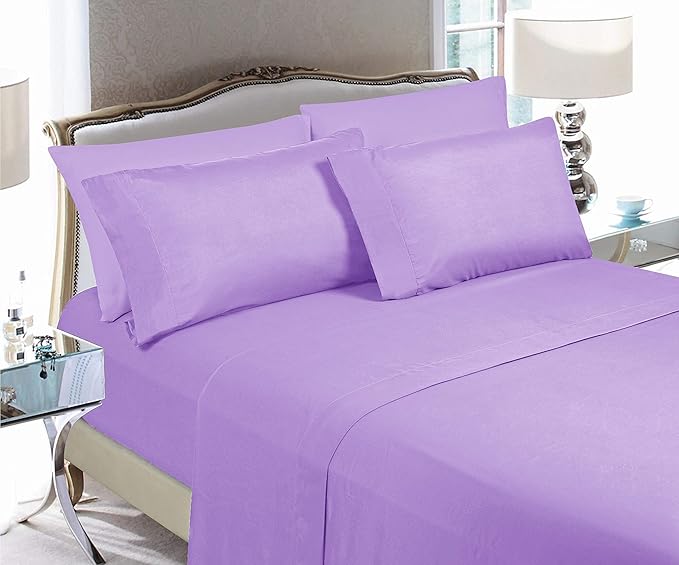 Elegant Comfort Luxury Soft Bed Sheets 1500 Premium Hotel Quality Microfiber Softness Wrinkle and Fade Resistant (6-Piece) Bedding Set, Queen, Periwinkle Lavender