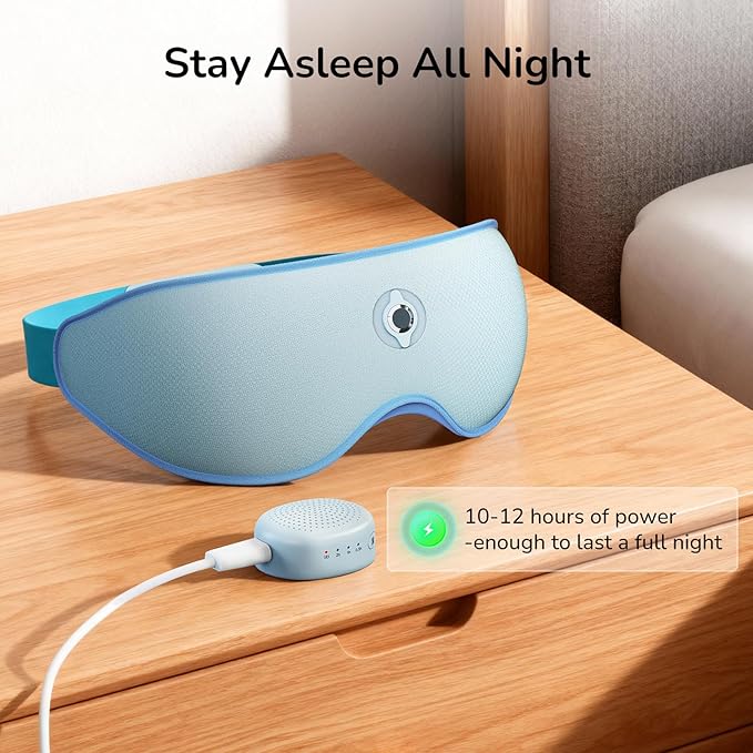 Housbay Sound Machine with Eye Mask for Sleeping, Nap & Bedroom, Blocks Snores & Prevents Early Wake-Ups for Light & Noise Sensitive Sleepers, Ice Blue