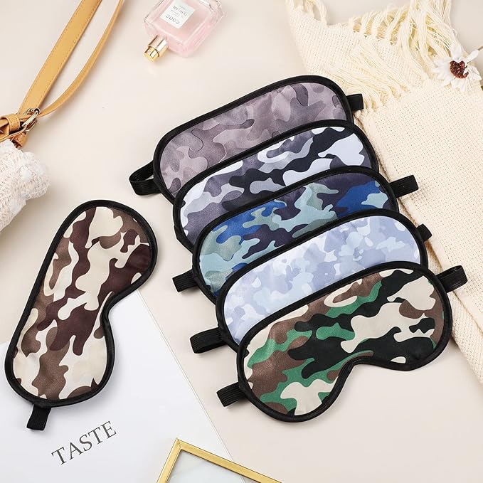 JenPen 6 Pieces Boys Sleep Mask Soft Sleeping Satin Eye Mask Comfortable Satin Material with Elastic Straps for Blocking Light for Men Women, 6 Styles