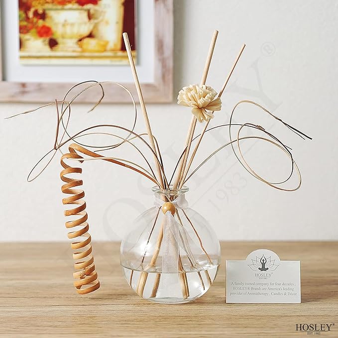 Hosley Glass Diffuser Bottles with Reeds Set of 4 for Home Decor, Aromatherapy, Birthday Gifts for Women, Room Decor - Elegant Home & Office Gift Set (Oil Not Included)