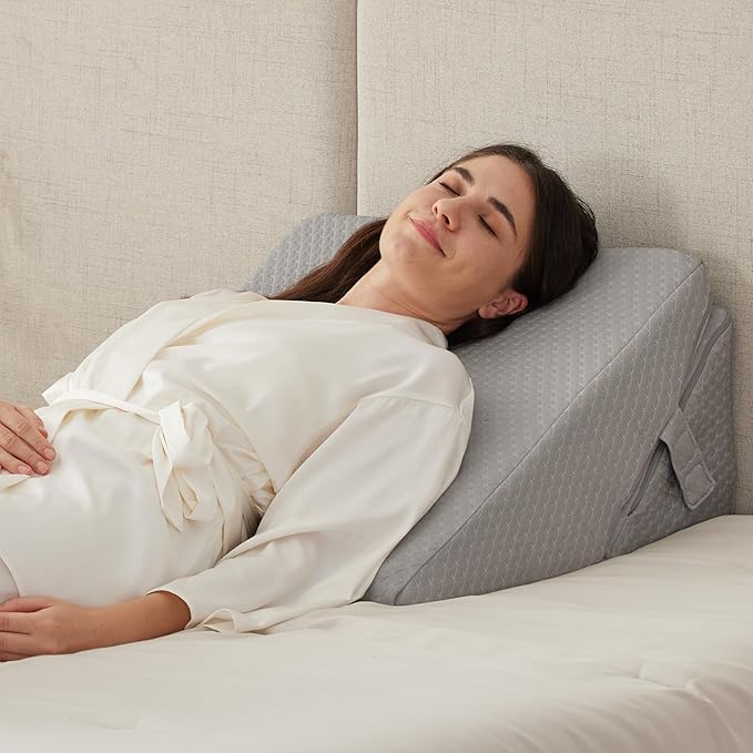 Ruqmuis Bed Wedge Pillow for Sleeping, 9&12 Inch Adjustable Wedge Pillow Set for After Surgery, Triangle Pillow for Back Pain Relief, Leg Support, Acid Reflux, Gerd, Grey