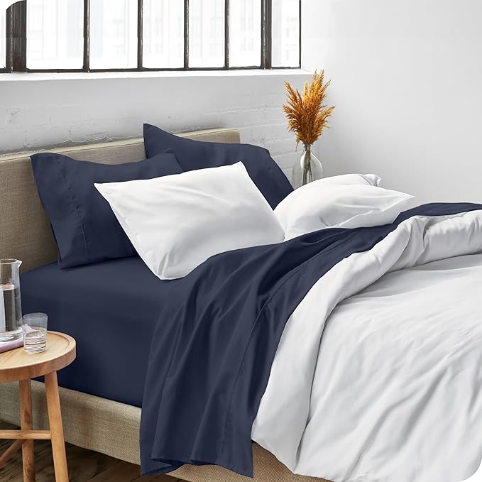 Bare Home Twin XL Sheet Set - 1800 Ultra-Soft Microfiber Twin Extra Long Bed Sheets - Double Brushed - Deep Pockets - Easy Fit - 3 Piece Set - Bedding Sheets & Pillowcases (Twin XL, Midnight Blue)