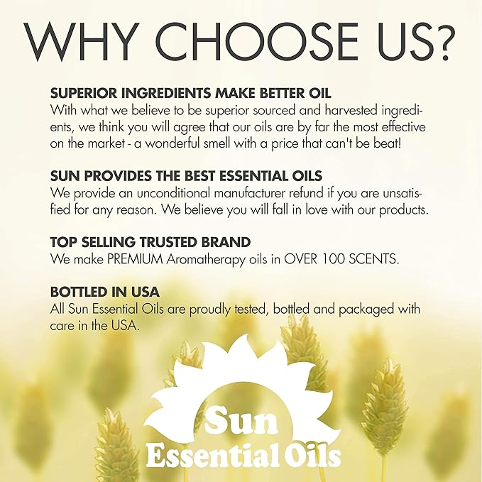 Sun Essential Oils - Peppermint Essential Oil (8 oz) with Dropper for Diffuser, Humidifier, Skin & Aromatherapy Body Massage, Candle & Soap Making for Home
