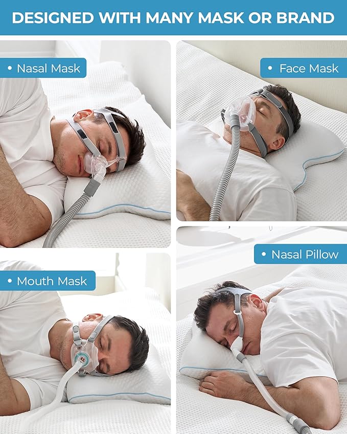 Elviros CPAP Pillow for Side & Back Sleepers, HSA/FSA Portable Travel Sleep Apnea Pillow with Adjustable Height, Reduce Mask Leaks & Pressure,for Camping, Hotels