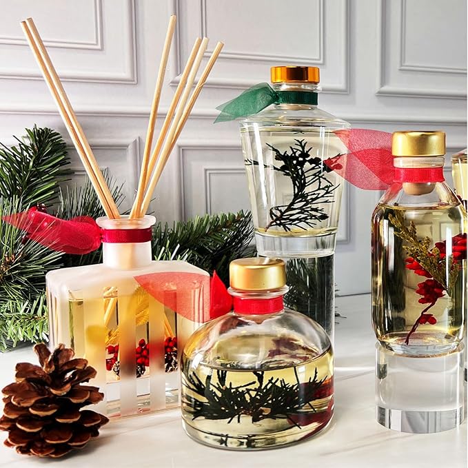 Reed Diffuser Set, Lavender & Black Amber Scented Oil Diffuser with Sticks, Home Fragrance Accessories for Bathroom Shelf Decor, Aroma Diffusers for Home or Office Desk, USA Made