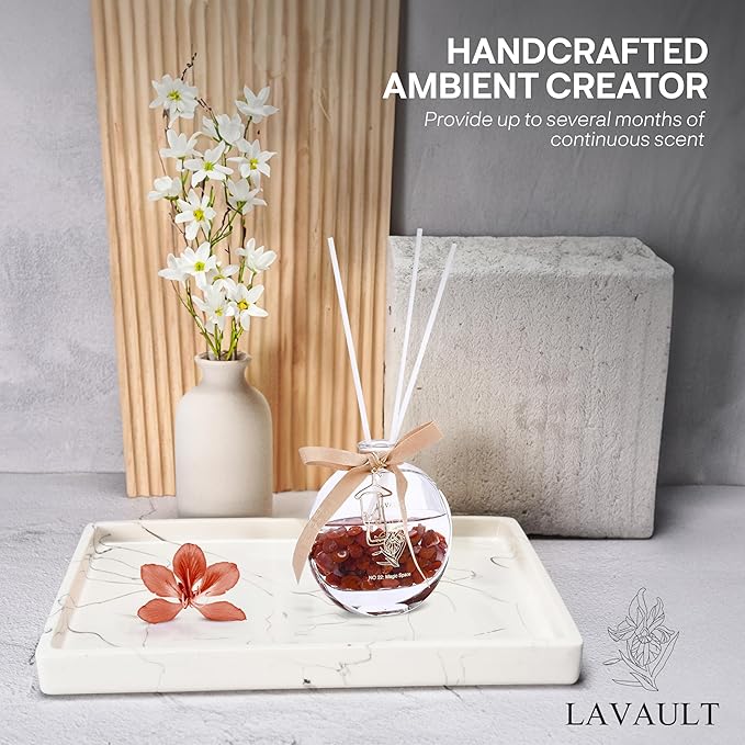 Lavault Reed Diffusers for Home Freshening - Long-Lasting Scent - Fragrance Diffuser for Home or Office - Creates a Relaxing Atmosphere - Red Sphere Oil Reed Diffuser - Red - Magic Space Aroma