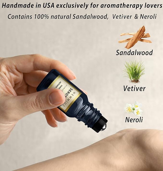 Calm Roll on Essential Oil Stress Relief Sandalwood Vetiver Destress Relaxation Calming Roller Aromatherapy Stick Self Care Purse Stocking Stuffer